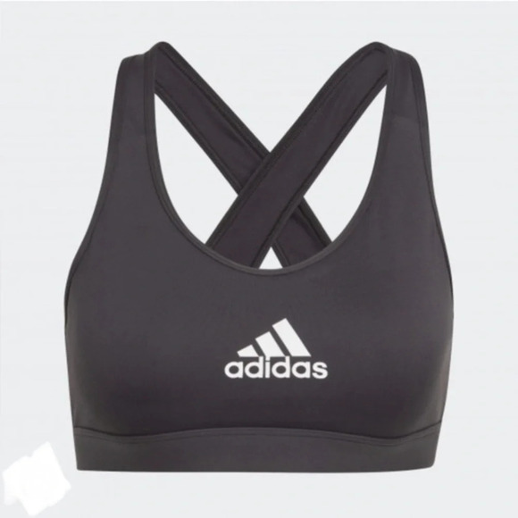 Adidas Women's Aeroready Medium Support Bra Top Sport Crossing Back Dark Grey S - Picture 1 of 10